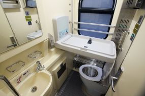 Dressing room in a train car