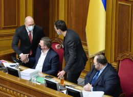 Denys Shmyhal, Alexander Kornienko and Ruslan Stefanchuk