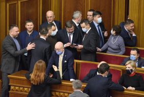 Denis Shmygal and ministers in the government lodge