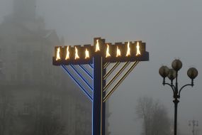 Inflamed menorah in Kiev