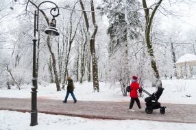Snowy park in Lviv