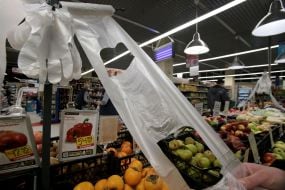 Free one-time bags in a grocery store