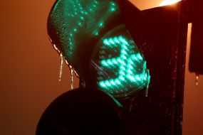 Icicles at a traffic light