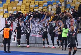 Footballers of FC "Zorya" near the fans after the match