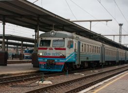 Electric train on the platform of Kharkiv Passenger Station