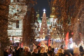 The main Christmas tree on Sophia Square in Kiev