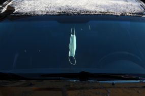 Protective medical mask in the car