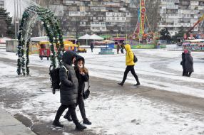 People walk in Zaporozhye