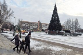 People walk in Zaporozhye