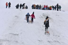 Sledding from the slide