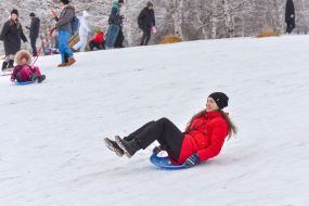 Sledding from the slide