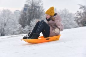 Sledding from the slide