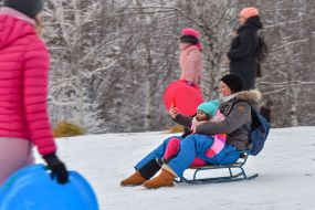 Sledding from the slide