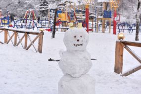 Snowman near the playground