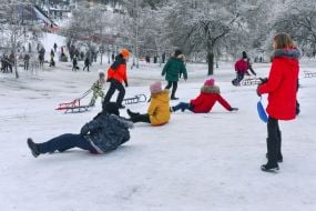 Sledding from the slide