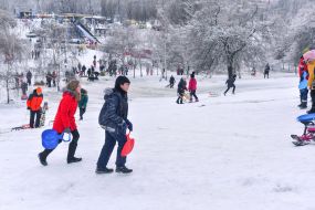 Sledding from the slide