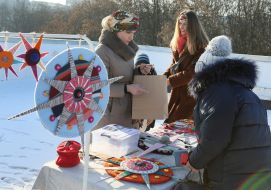 Art Nativity Scene "Adventure" on the roof of the cinema center in the park "Nut Grove" in Lviv