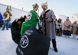 Art Nativity Scene "Adventure" on the roof of the cinema center in the park "Nut Grove" in Lviv