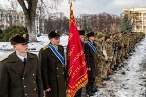 Participants of the celebrations on the occasion of the return of the soldiers of the 128th separate mountain assault Transcarpathian brigade