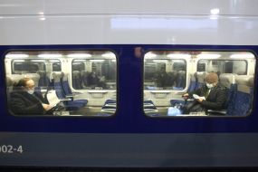 Passengers in the Skoda electric train
