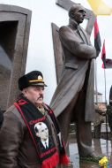 Participants of the event near the monument to Stepan Bandera in Ivano-Frankivsk