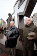 Participants of the event near the monument to Stepan Bandera in Ivano-Frankivsk
