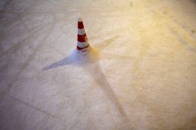Traffic cone in the snow