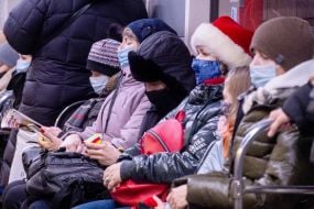 Passengers in a subway car