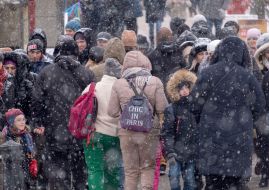 People during snowfall