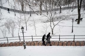 Snowy park in Kiev