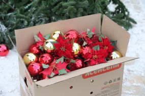 Christmas toys in a box