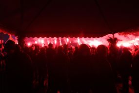 Petro Poroshenko's supporters light fires