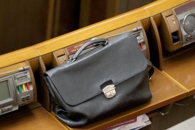 Briefcase at the workplace of the deputy