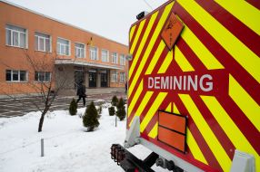 Pyrotechnic car near one of the schools in Kiev