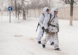A serviceman of the 92nd separate mechanized brigade