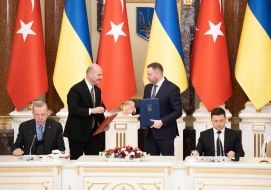 Vladimir Zelensky, Recep Tayyip Erdogan, Denis Monastyrsky and Suleiman Soylu