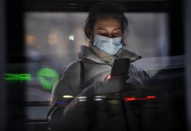 Girl in a protective medical mask