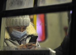 Woman in a medical mask