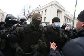 Clash between law enforcement officers and protesters