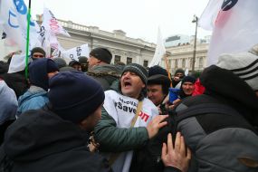 Clash between law enforcement officers and protesters
