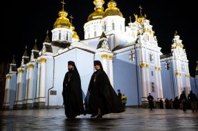 Priests near St. Michael's Cathedral