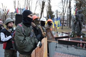 People during the memorial service in Ivano-Frankivsk