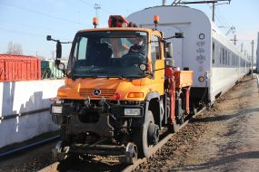 Tractor on the territory of the depot