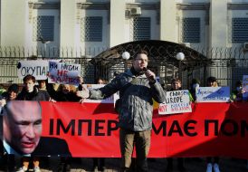 Action "Empire must die" near the Russian Embassy
