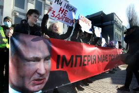 Action "Empire must die" near the Russian Embassy