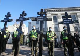 Action "Empire must die" near the Russian Embassy