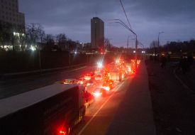 Дорожная пробка на выезде из Киева