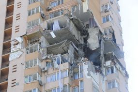 Residential building damaged by shelling