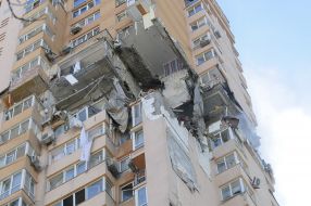 Residential building damaged by shelling