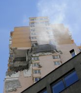 Residential building damaged by shelling